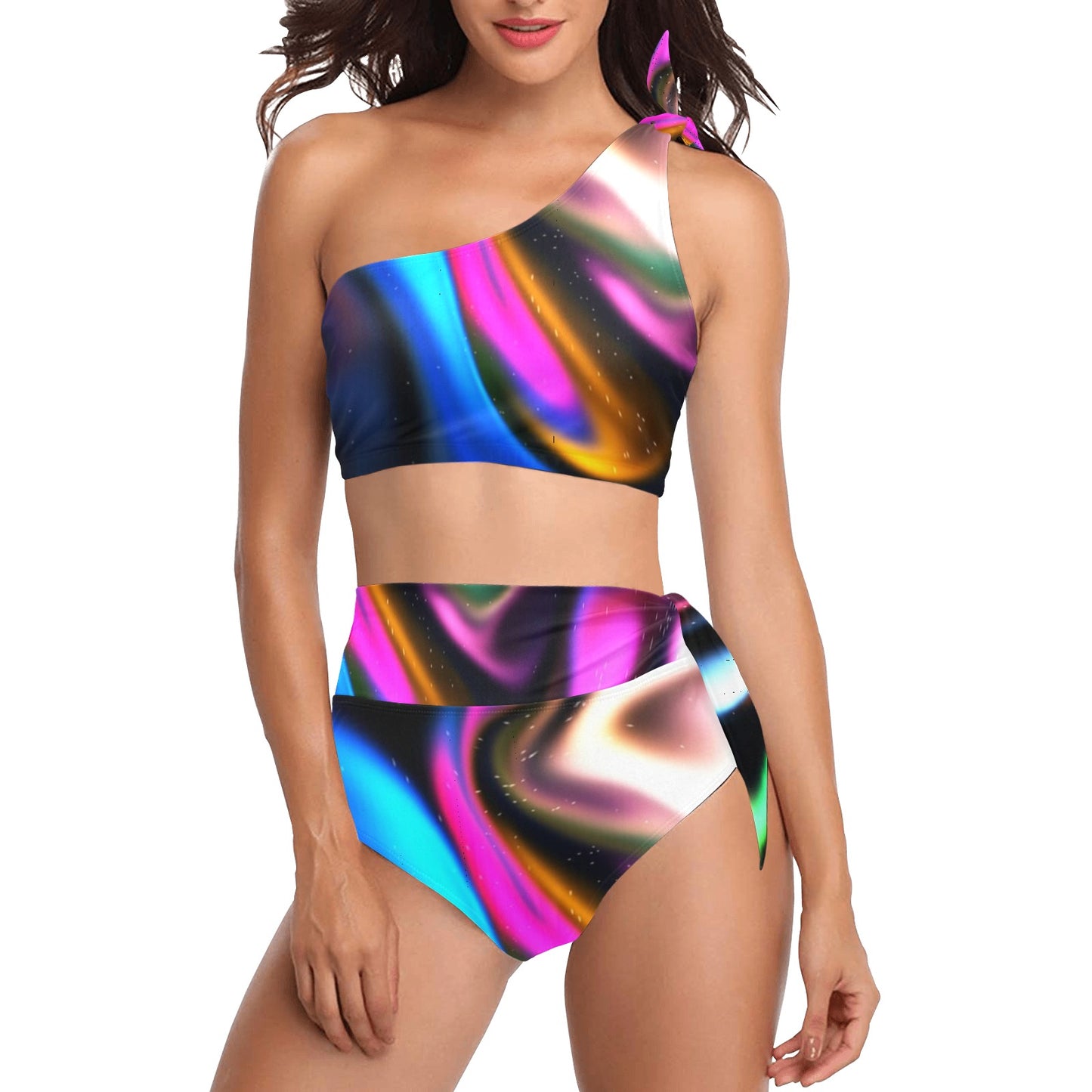 Retroverse One Shoulder Bikini Set