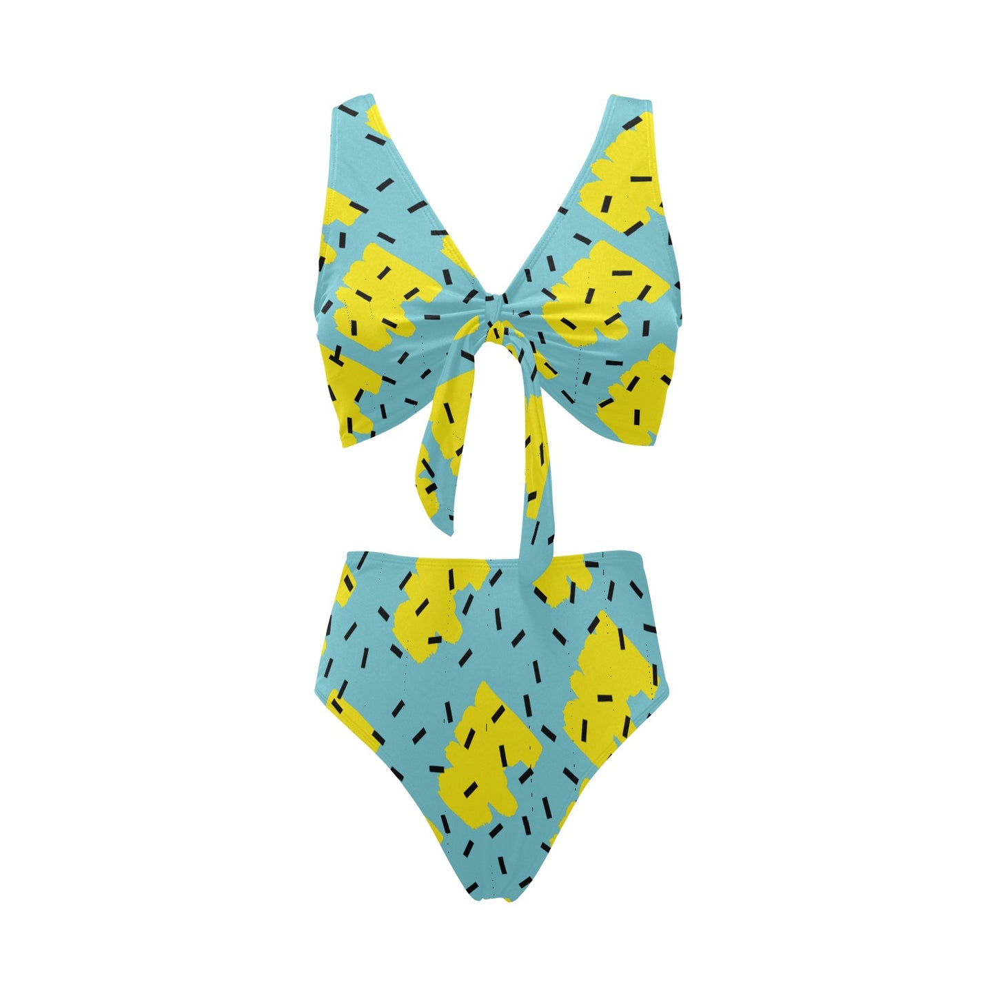 Turq-Limon Bow Tie Bikini Swimsuit