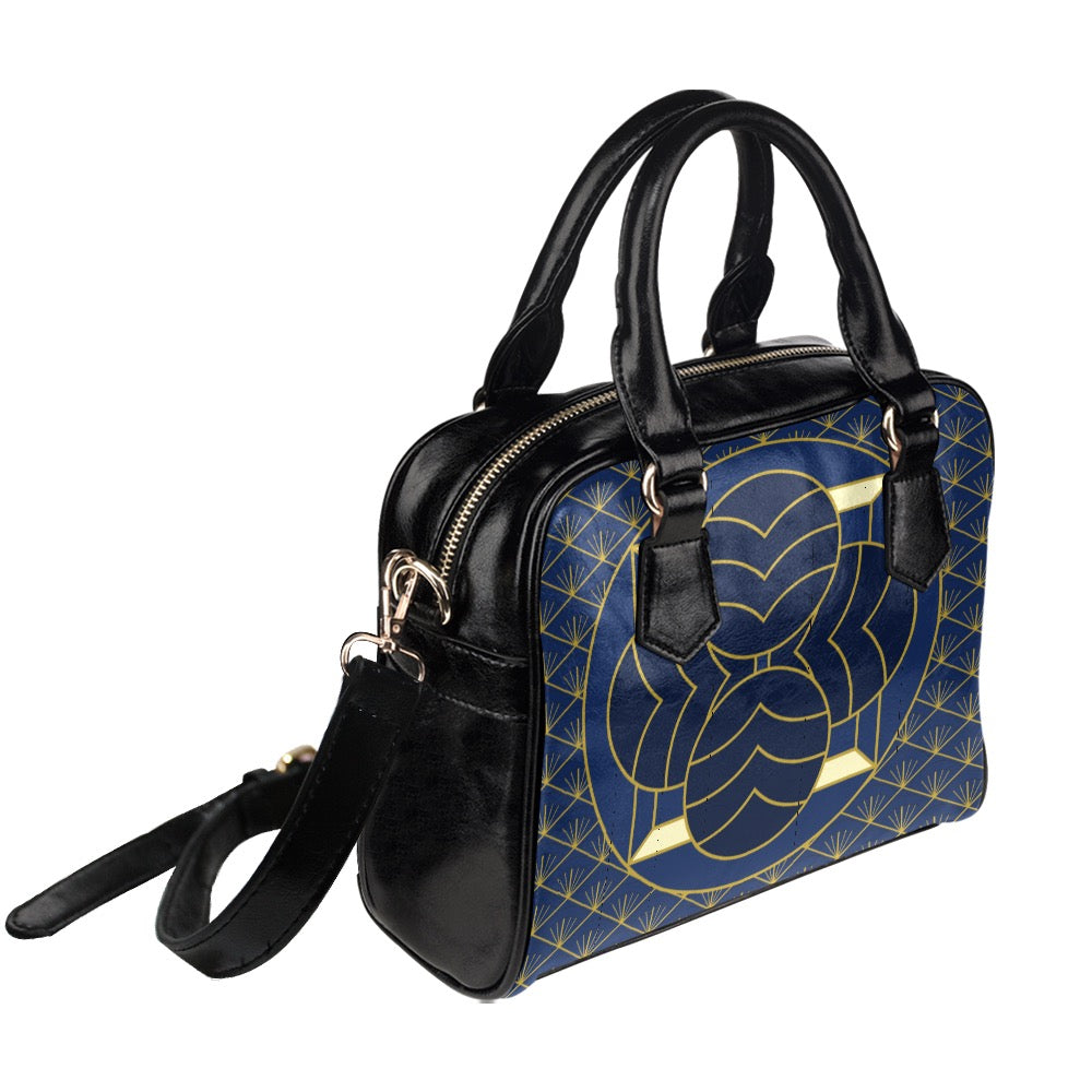 Navy Cut Shoulder Handbag