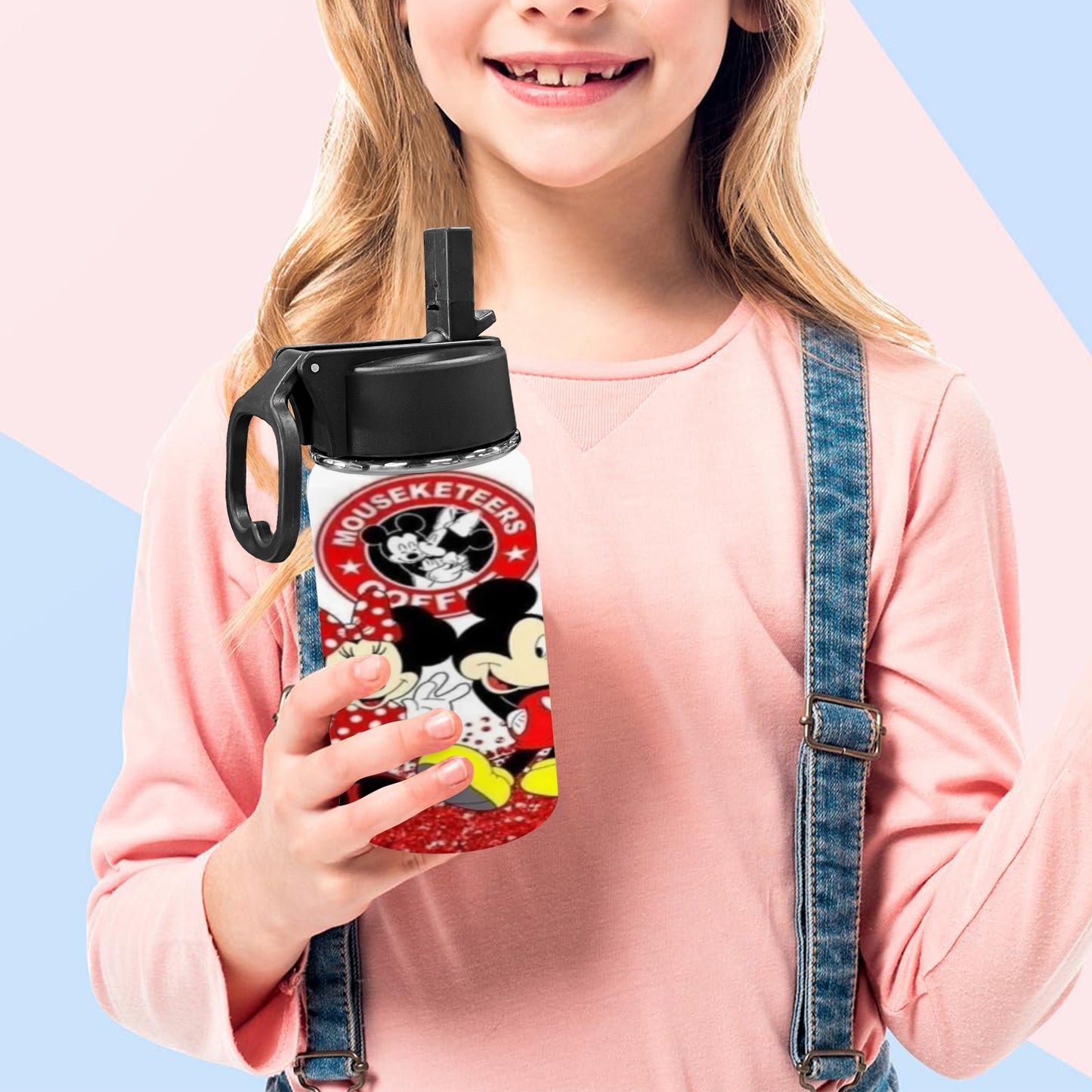 Mickey & Minnie Starbucks Kids Water Bottle with Straw Lid (12 oz)