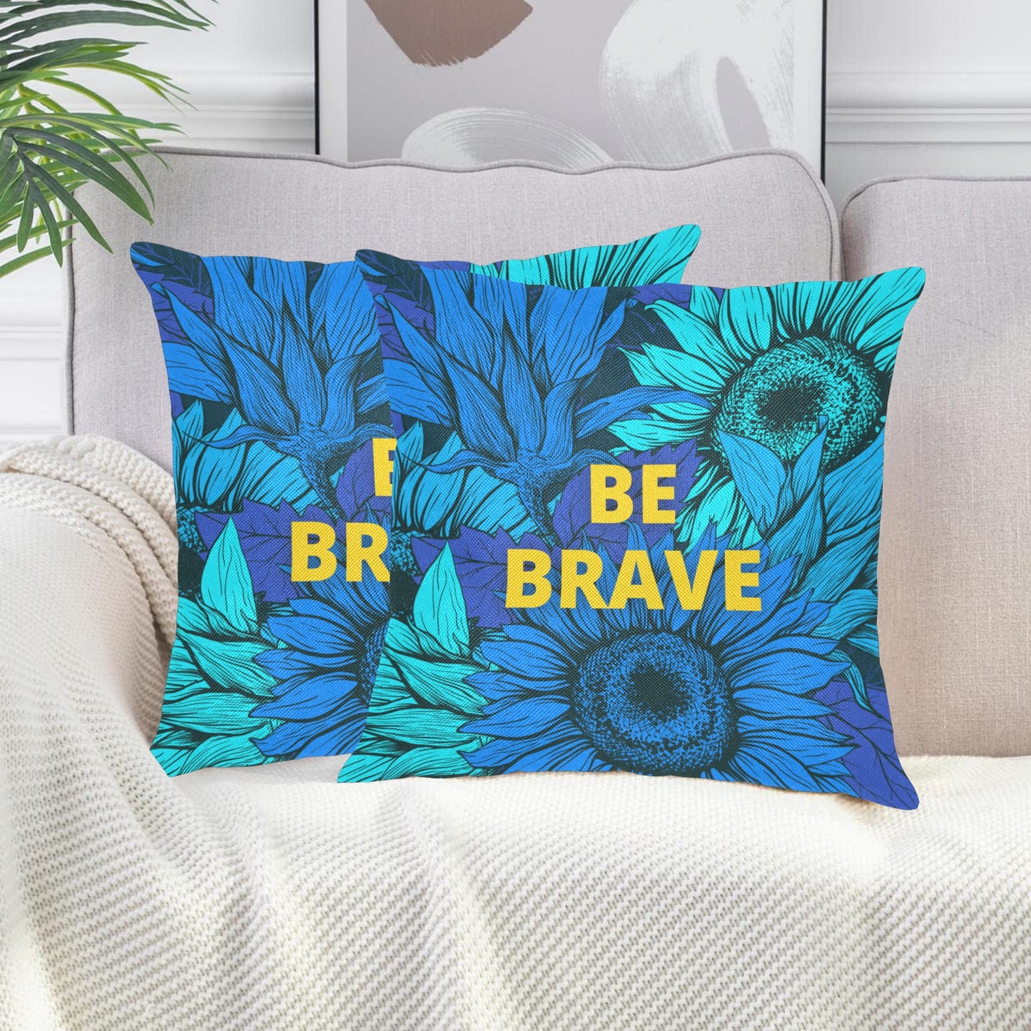 Be Brave Linen Zippered Pillowcase 18"x18" (Pack of 2)