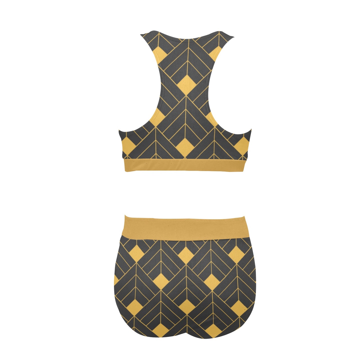 Gold Diamond Crop Bikini Swimsuit