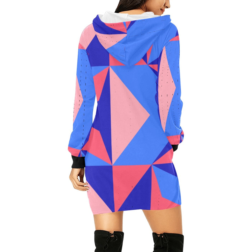 Color Abstract Hoodie Mini Dress