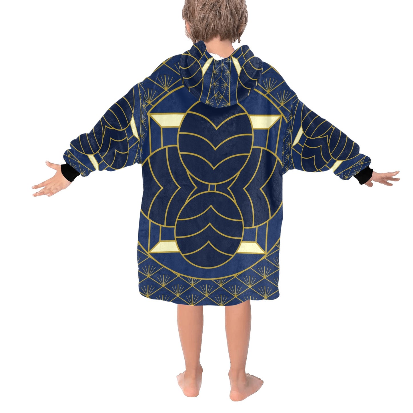 Navy Cut Blanket Hoodie for Kids