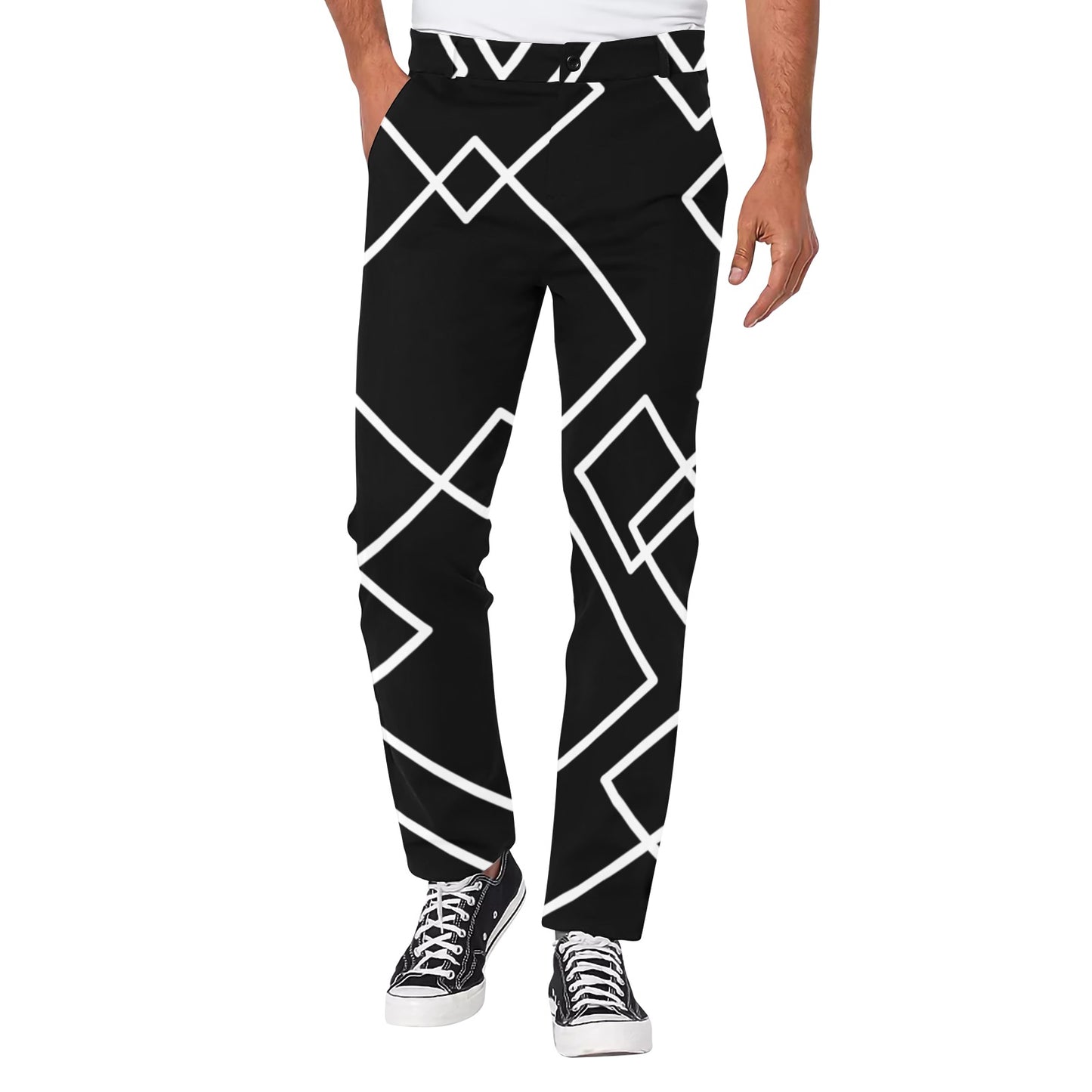 Black Squared Men's Casual Trousers