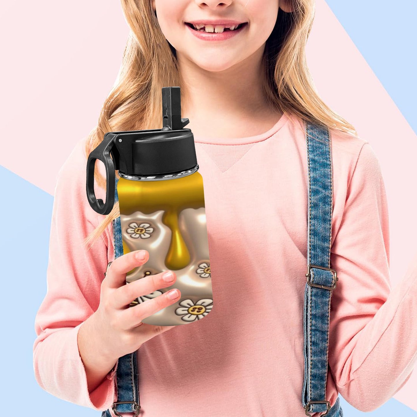 Honey Bee Kids Water Bottle with Straw Lid (12 oz)