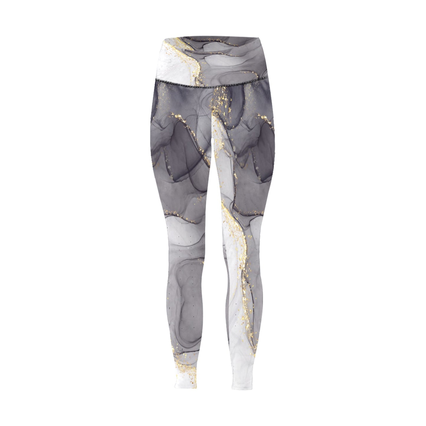 Grey Marble Women's High-Waisted Leggings