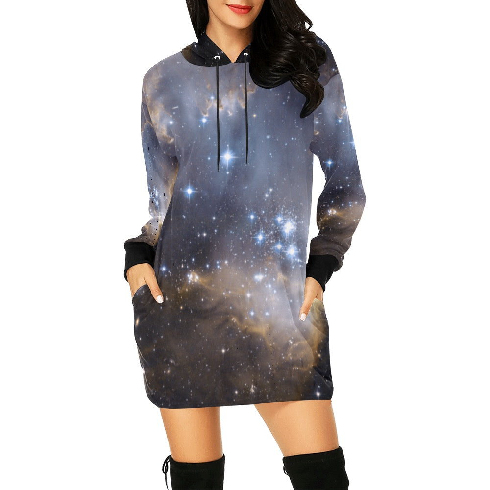 Night Galaxy Hoodie Mini Dress