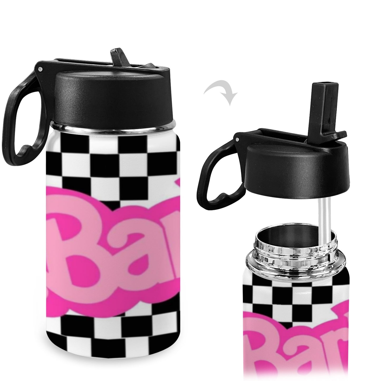 Barbie Kids Water Bottle with Straw Lid (12 oz)