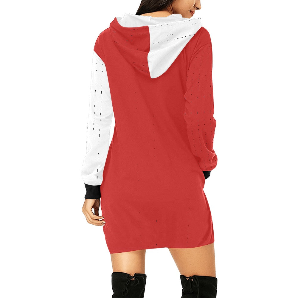 White & Red Hoodie Mini Dress