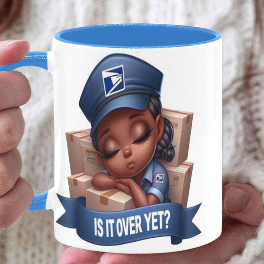 Is It Over Yet Postal Girl Custom Inner Color Mug (11oz)