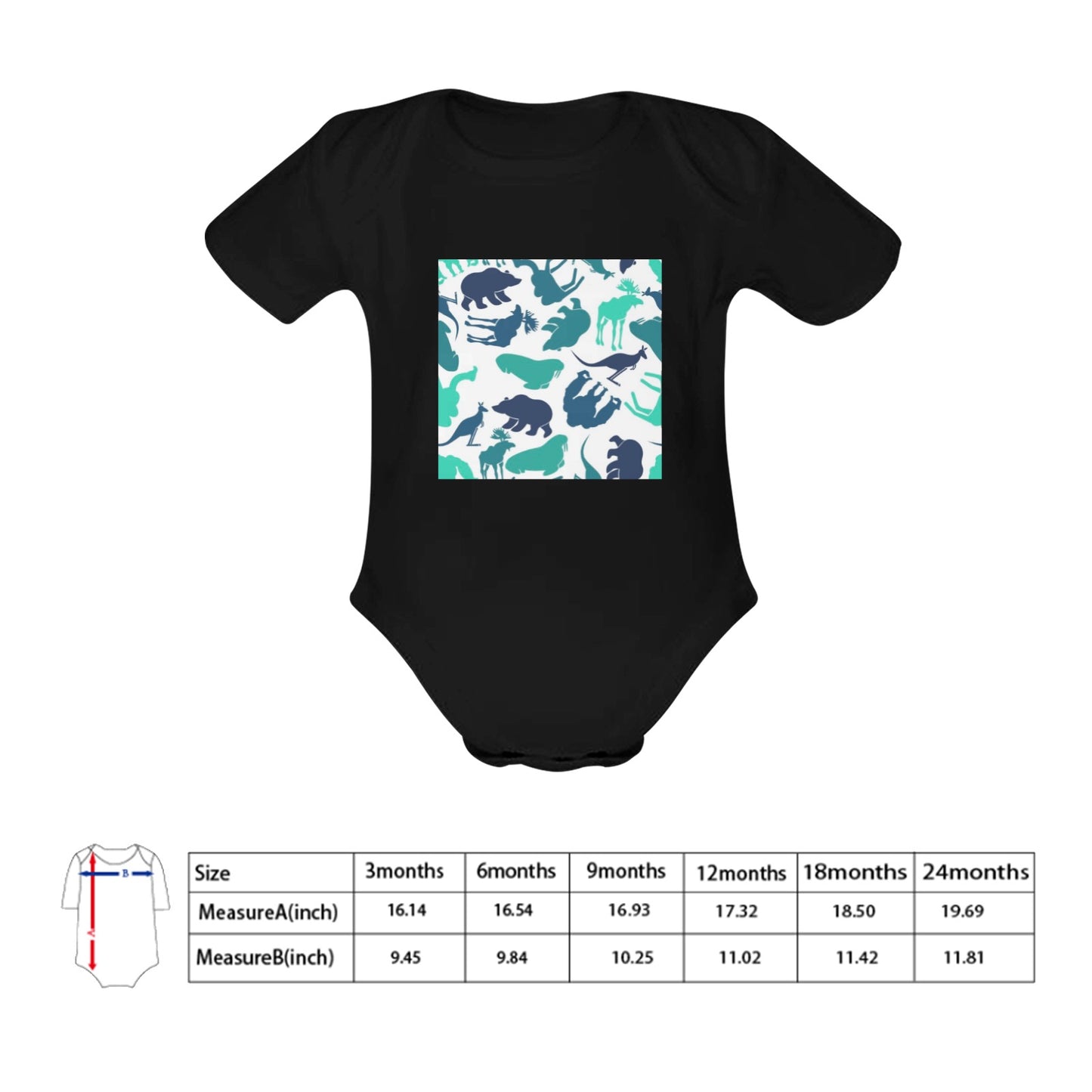 Blue Animals Baby Onesie