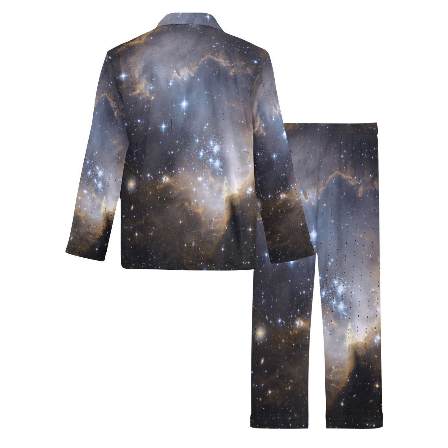 Night Galaxy Men's V-Neck Long Pajama Set