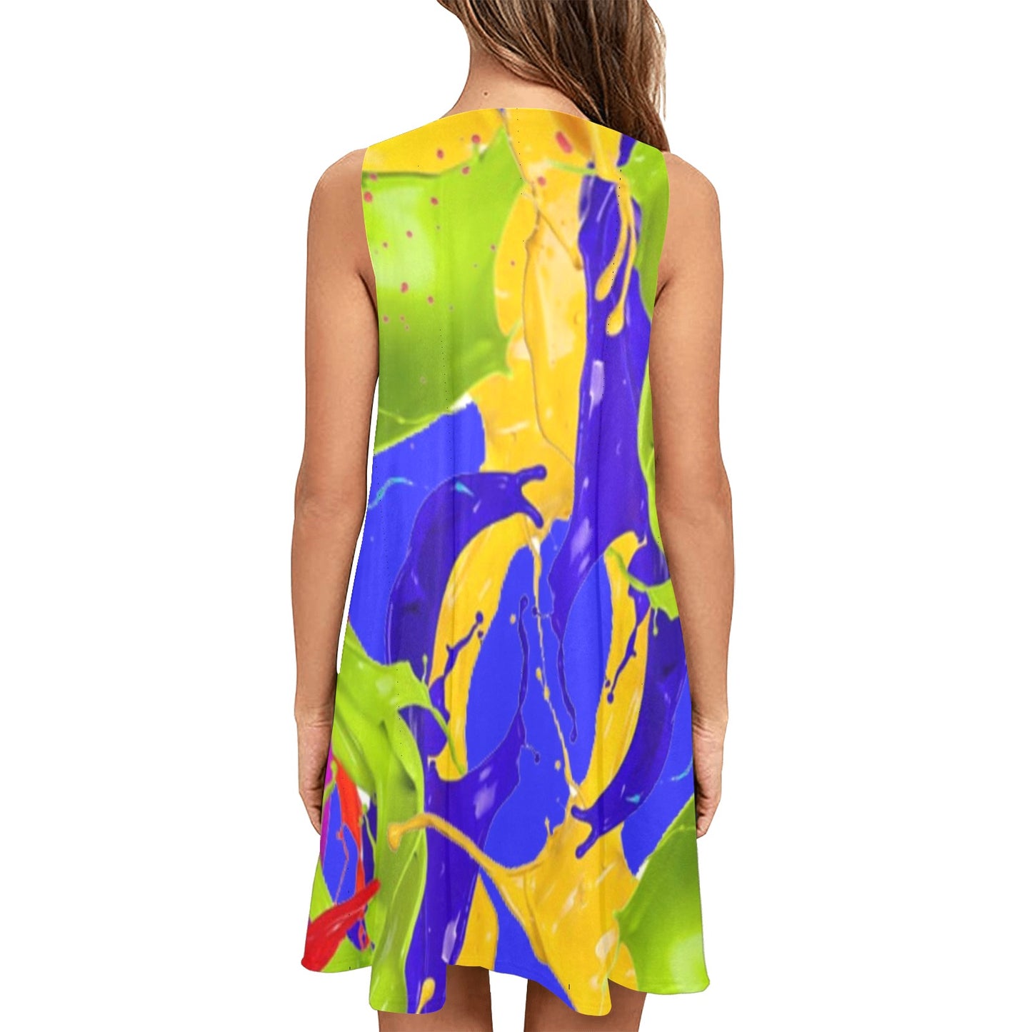 Color Mix Sleeveless A-Line Pocket Dress