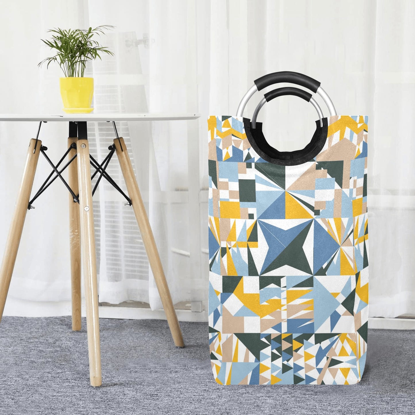 Blue Abstract Square Laundry Bag