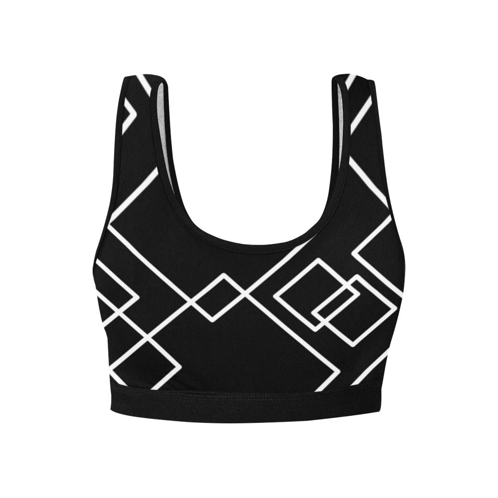 Black Squared Women's Sports Bra