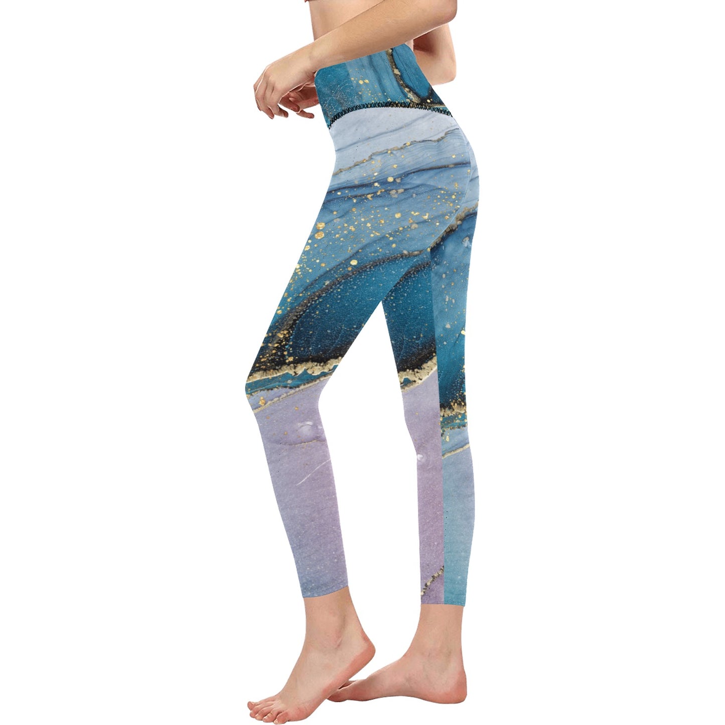 Blue Marble Women's High-Waisted Leggings