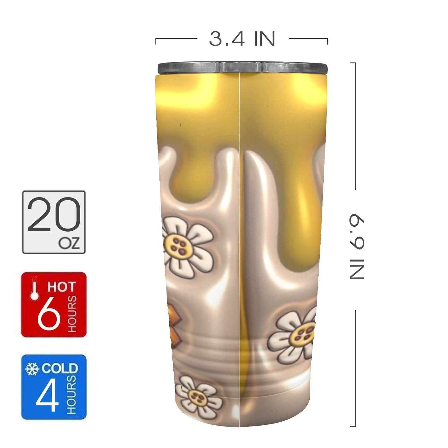 Honey Bee 20oz Insulated Stainless Steel Mobile Tumbler