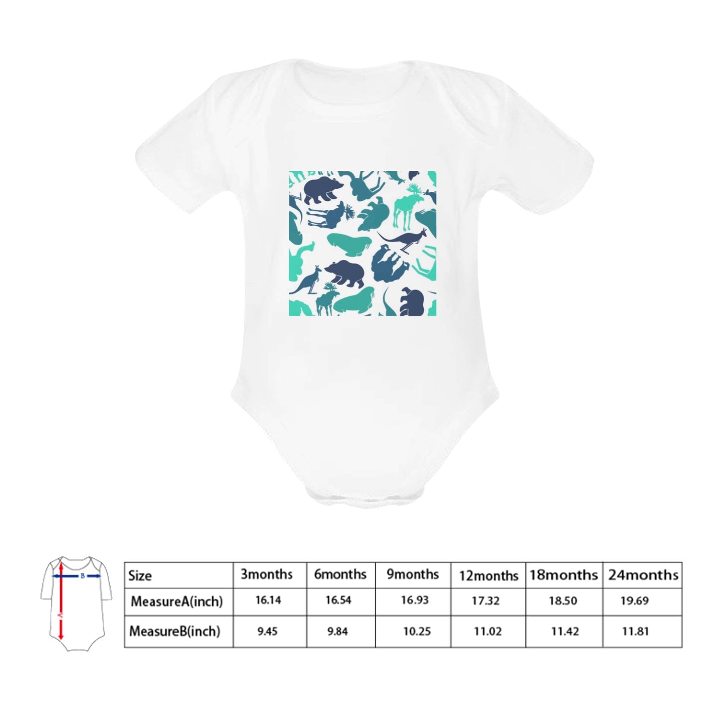 Blue Animals Baby Onesie