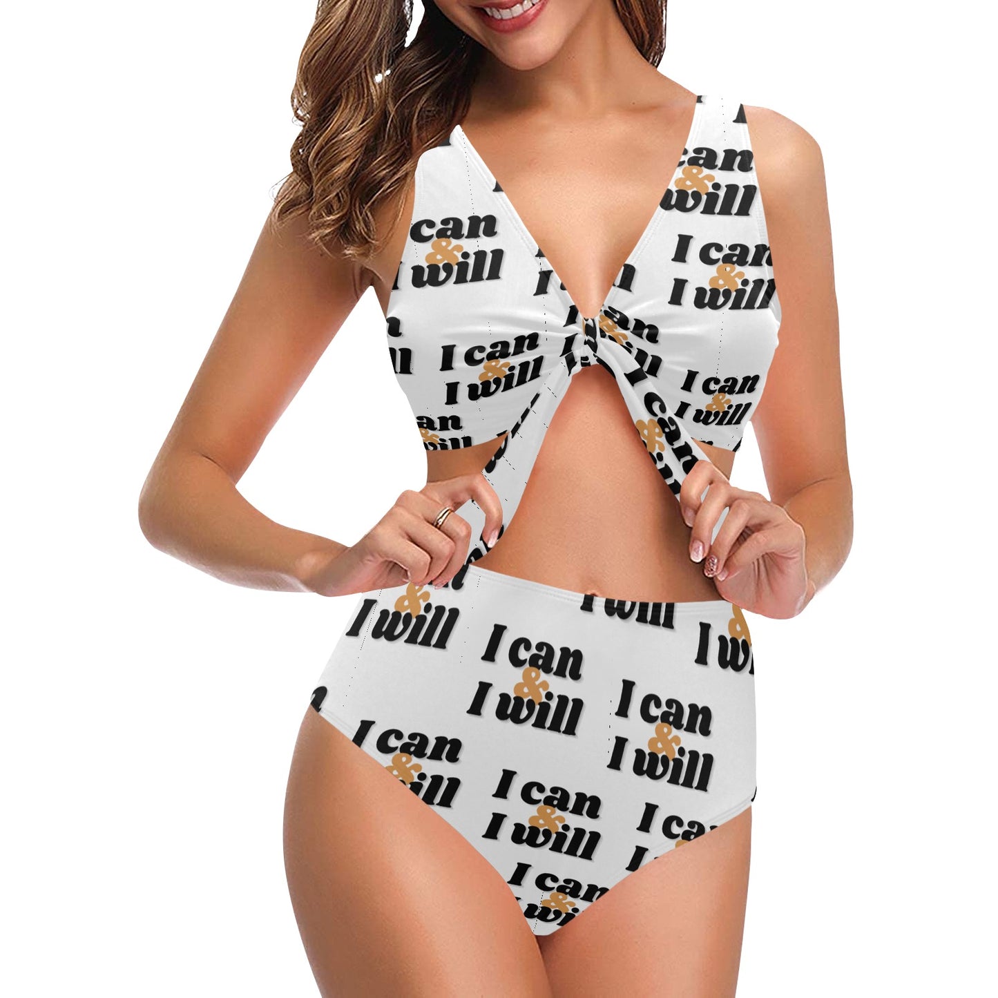 I Can & I Will Bow Tie Bikini Swimsuit