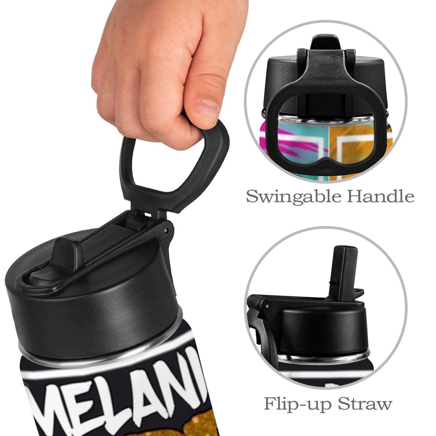 Melanin DRIPPIN Flawlessly Kids Water Bottle with Straw Lid (12 oz)