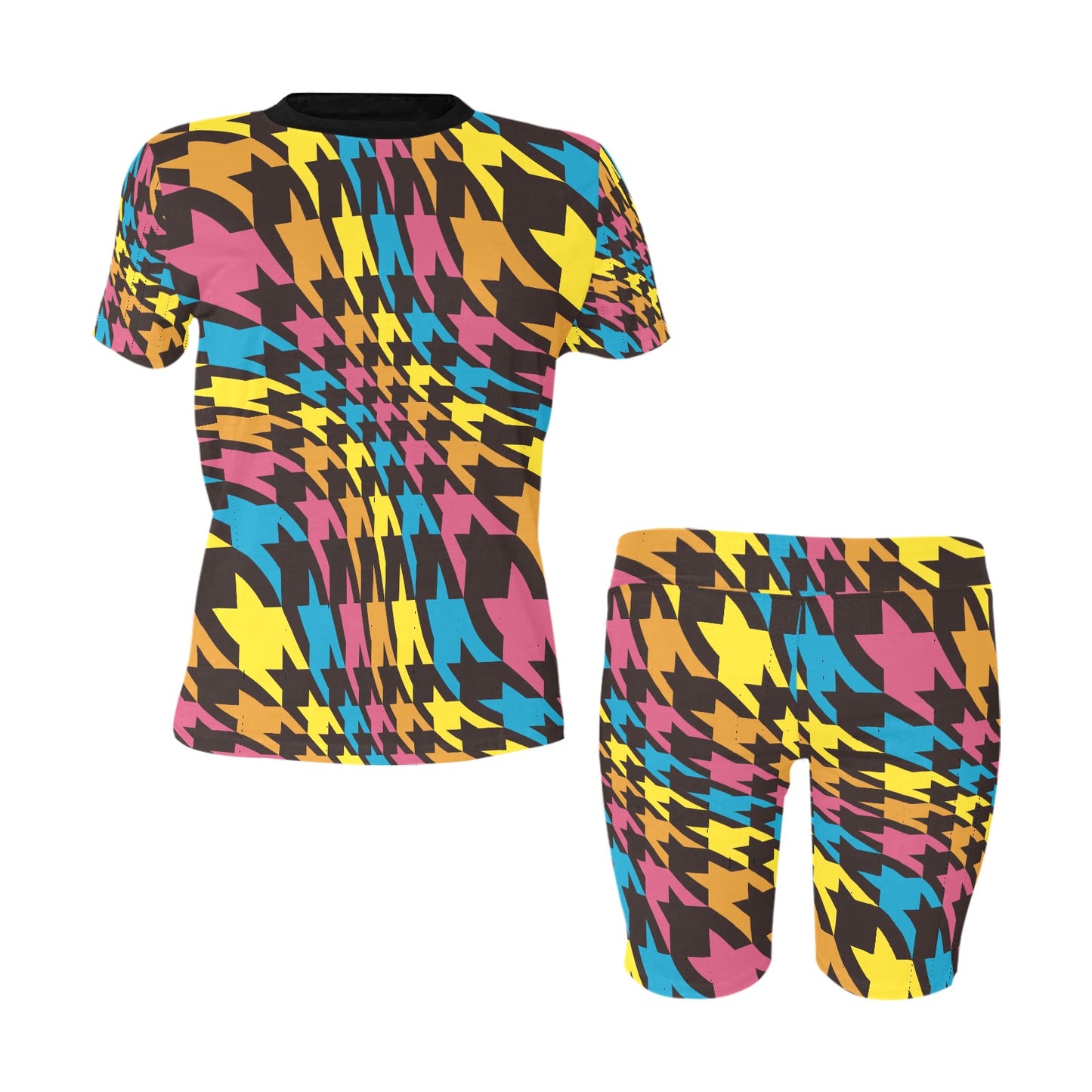 Colorful Houndstooth Women's Short Set