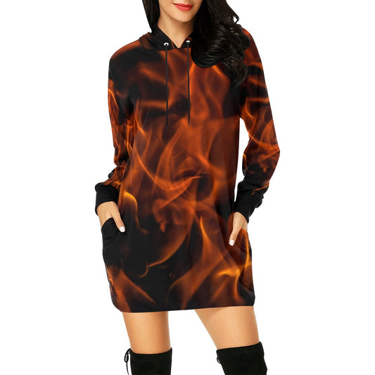 Firey Fire Hoodie Mini Dress