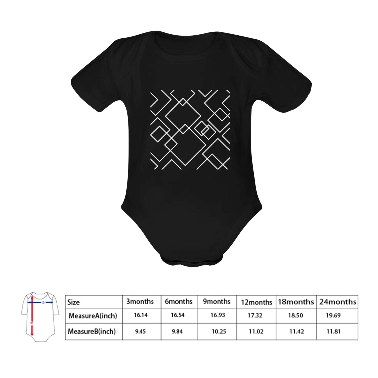 Black Squared Baby Onesie