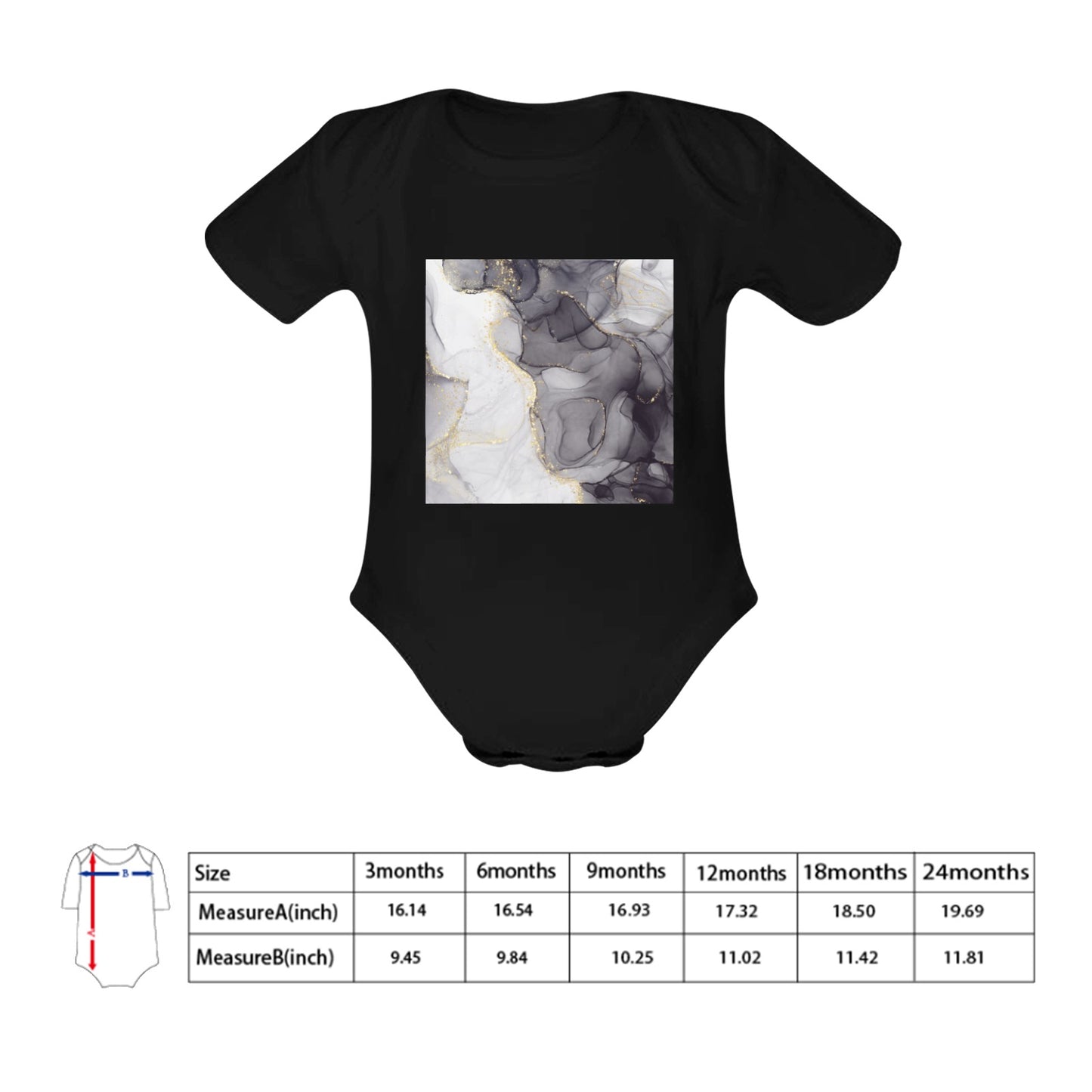 Grey Marble Baby Onesie