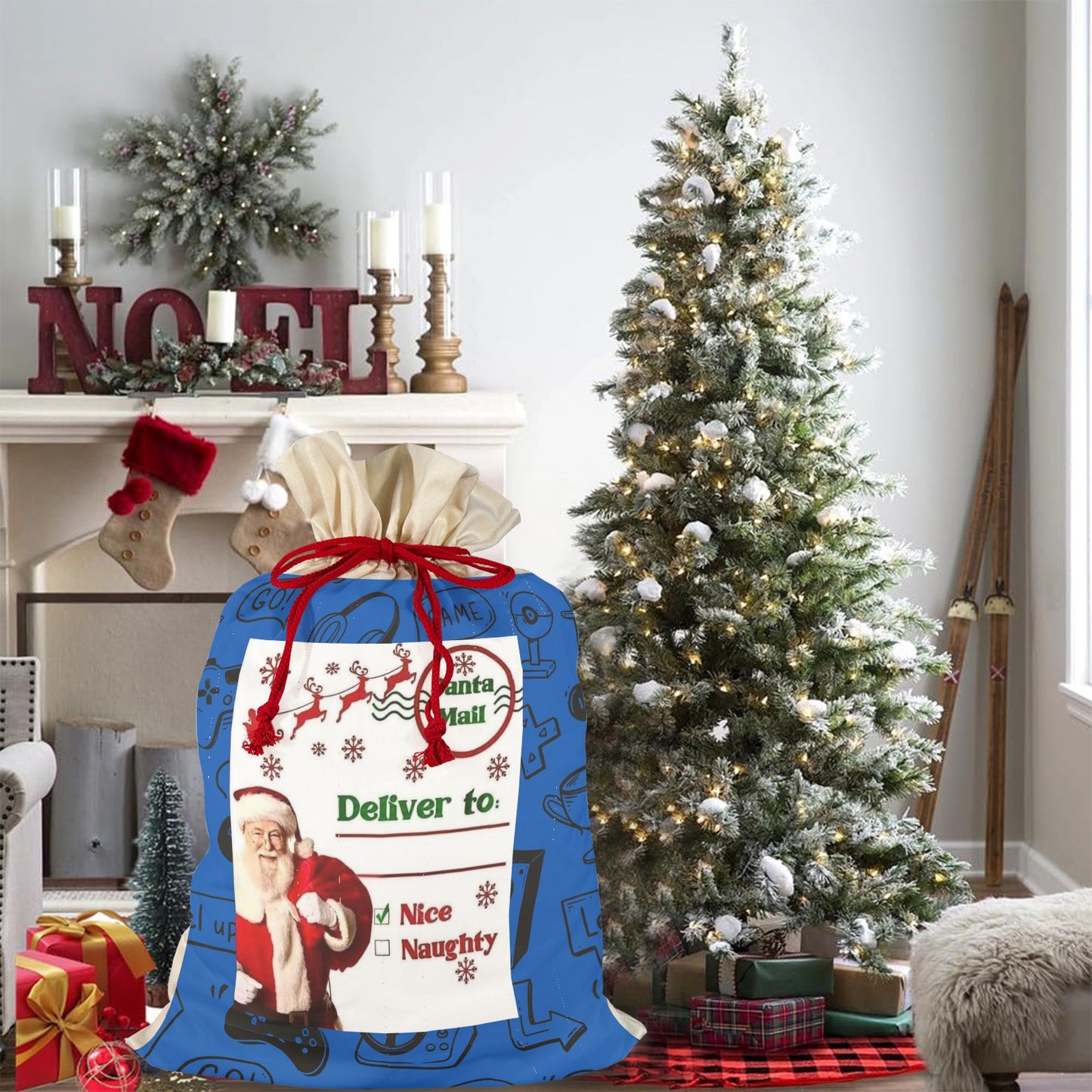 CHRISTMAS - Gamer Sack Santa Claus Drawstring Bag 21"x32"