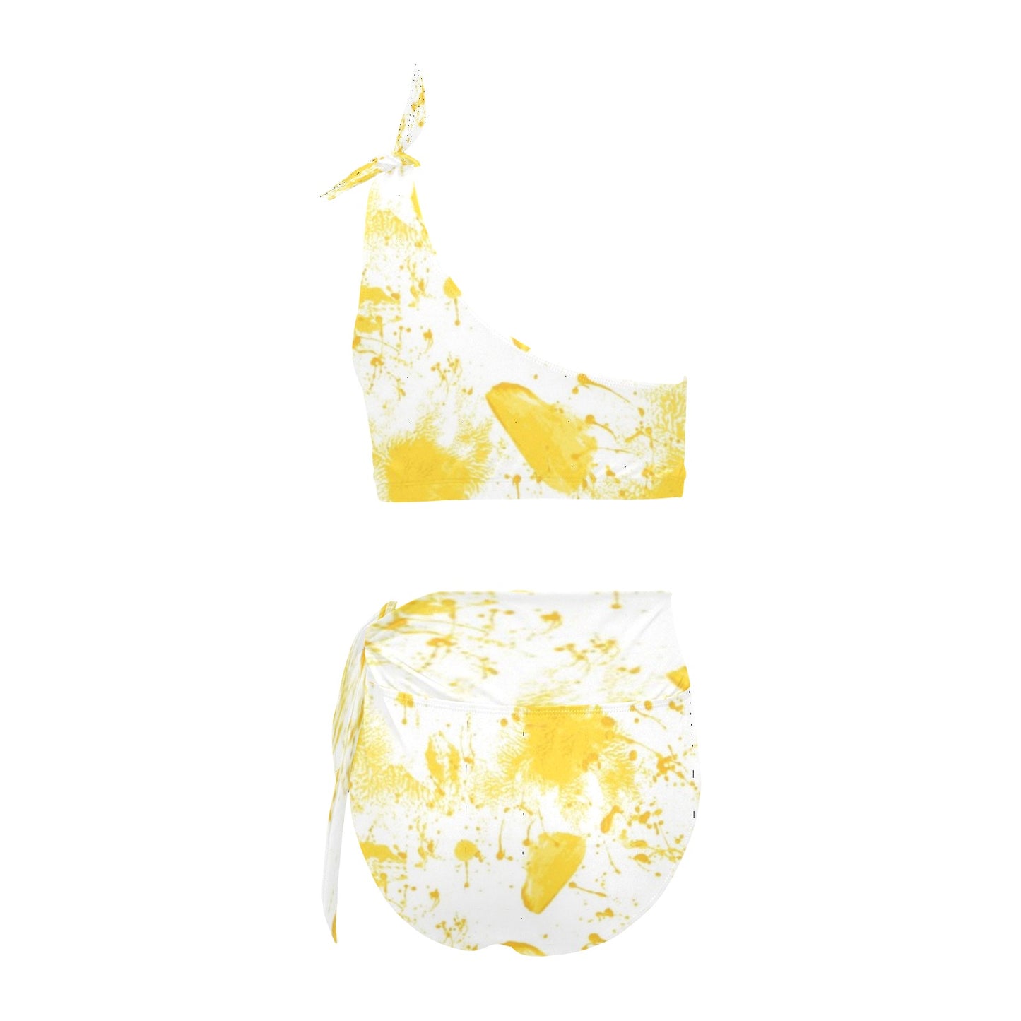 Yellow Splash One Shoulder Bikini Set