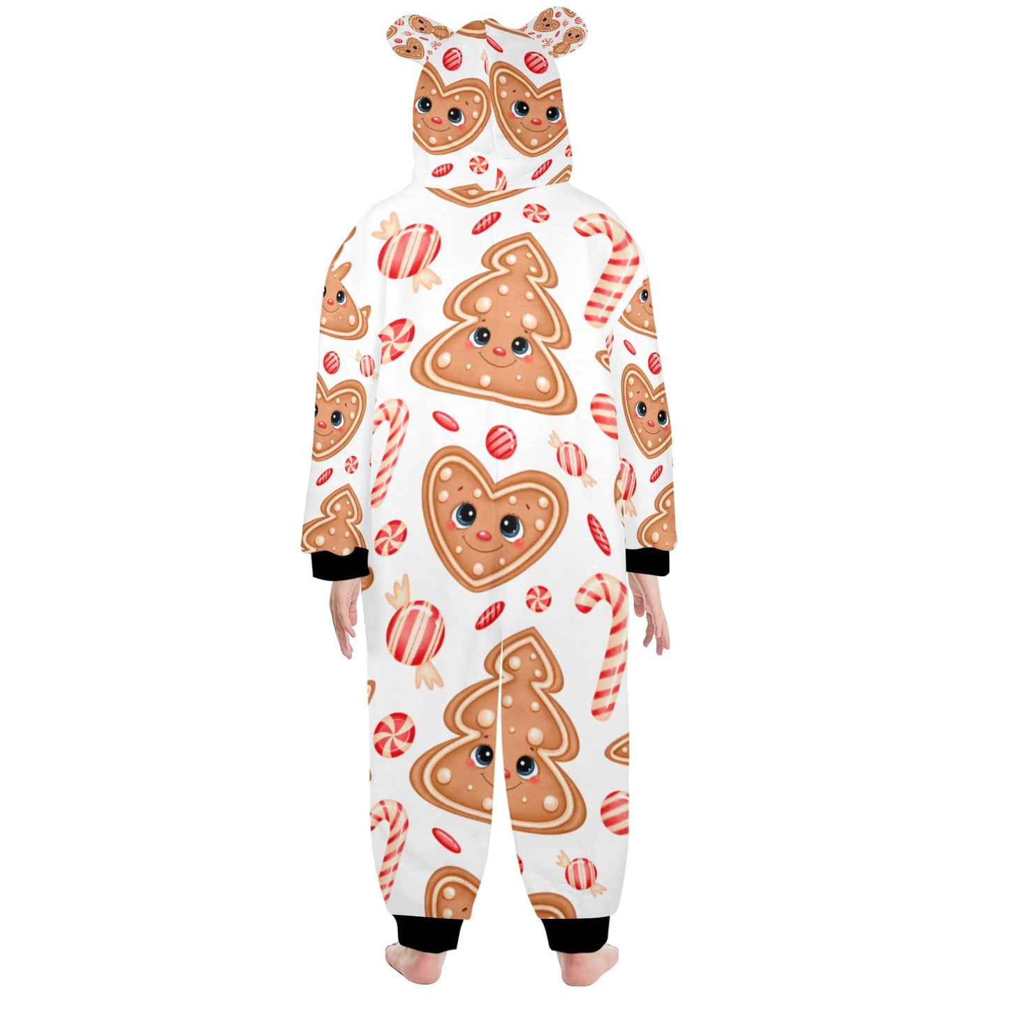 Ginger Christmas One-Piece Zip Up Hooded Pajamas for Big Kids