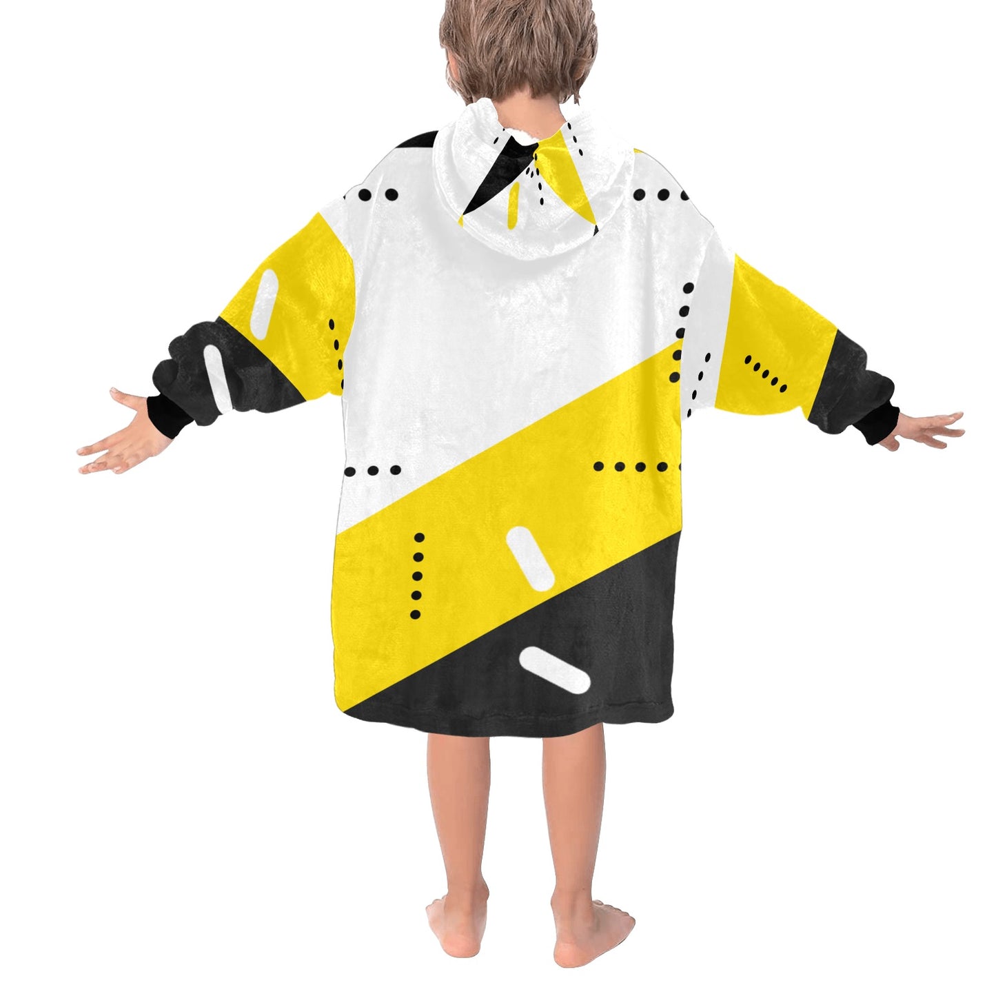 Black & Yellow Blanket Hoodie for Kids