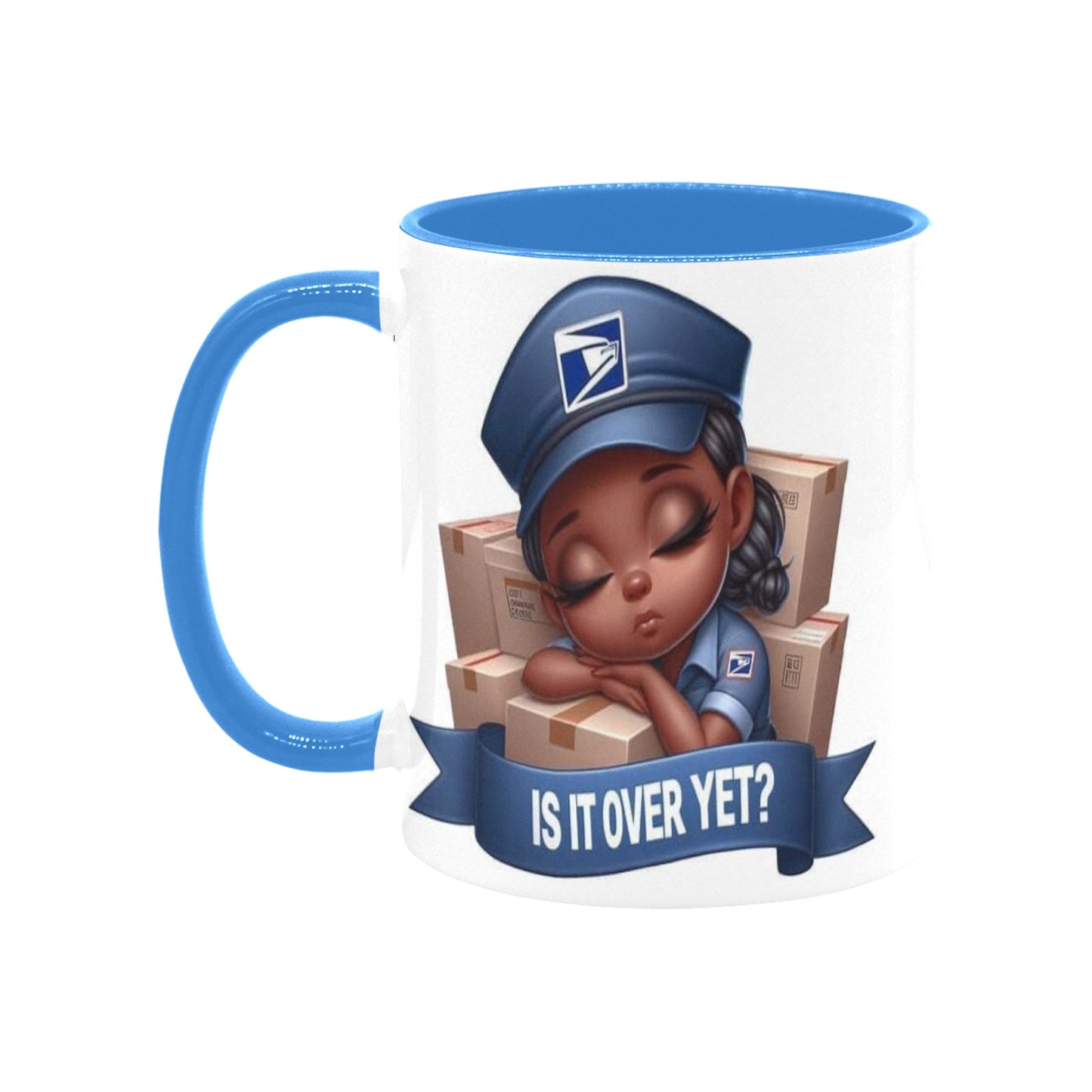 Is It Over Yet Postal Girl Custom Inner Color Mug (11oz)