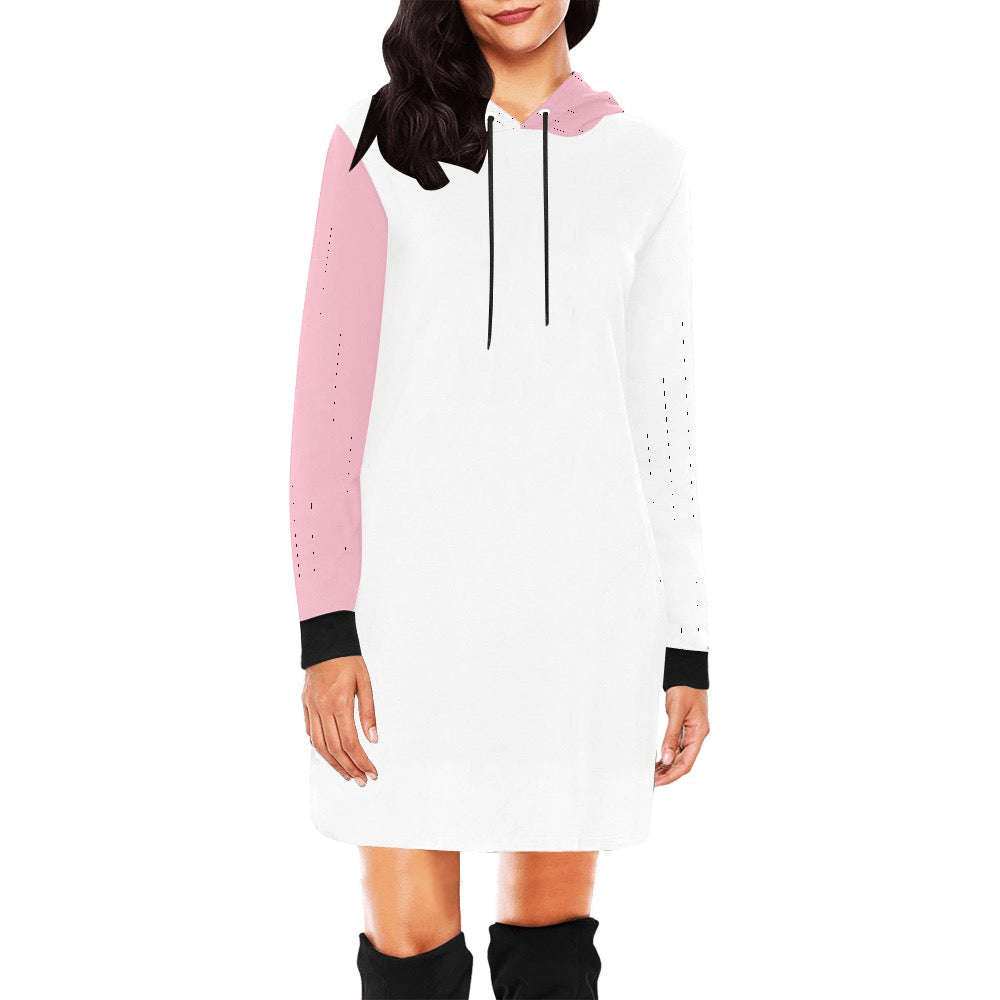 White & Pink Hoodie Mini Dress