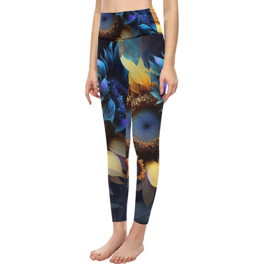 3D Sunflower Women's High-Waisted Leggings