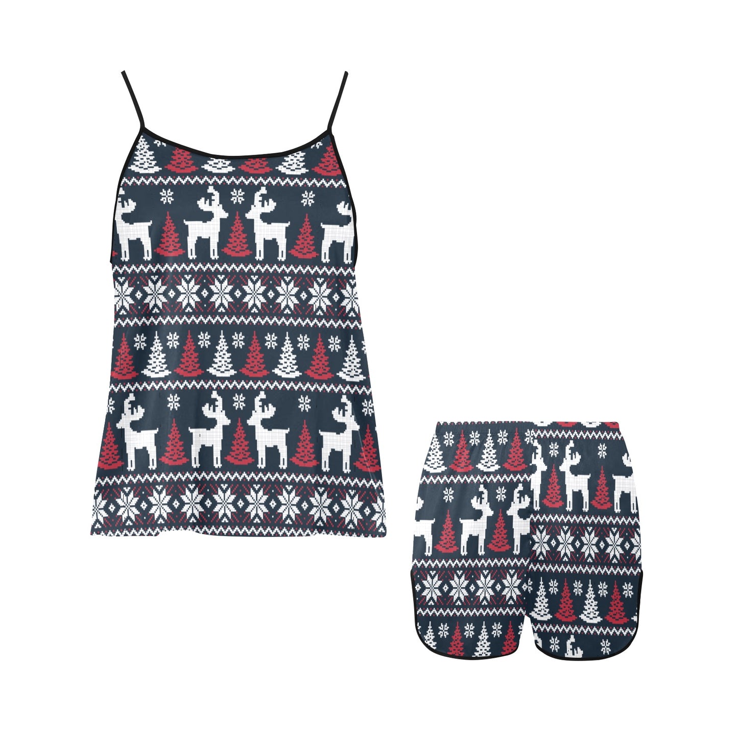 CHRISTMAS- Deer Christmas Women's Spaghetti Strap Short Pajama Set