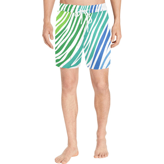 White Teal Zebra Men's Swim Shorts