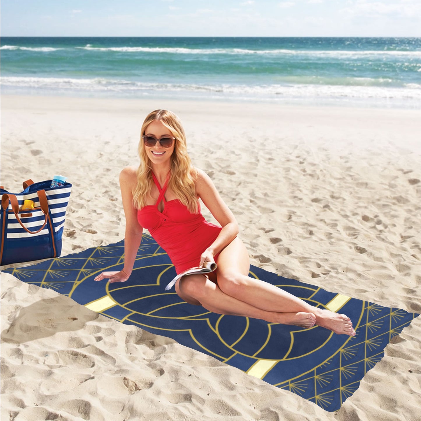 Navy Cut Beach Towel 32"x 71"