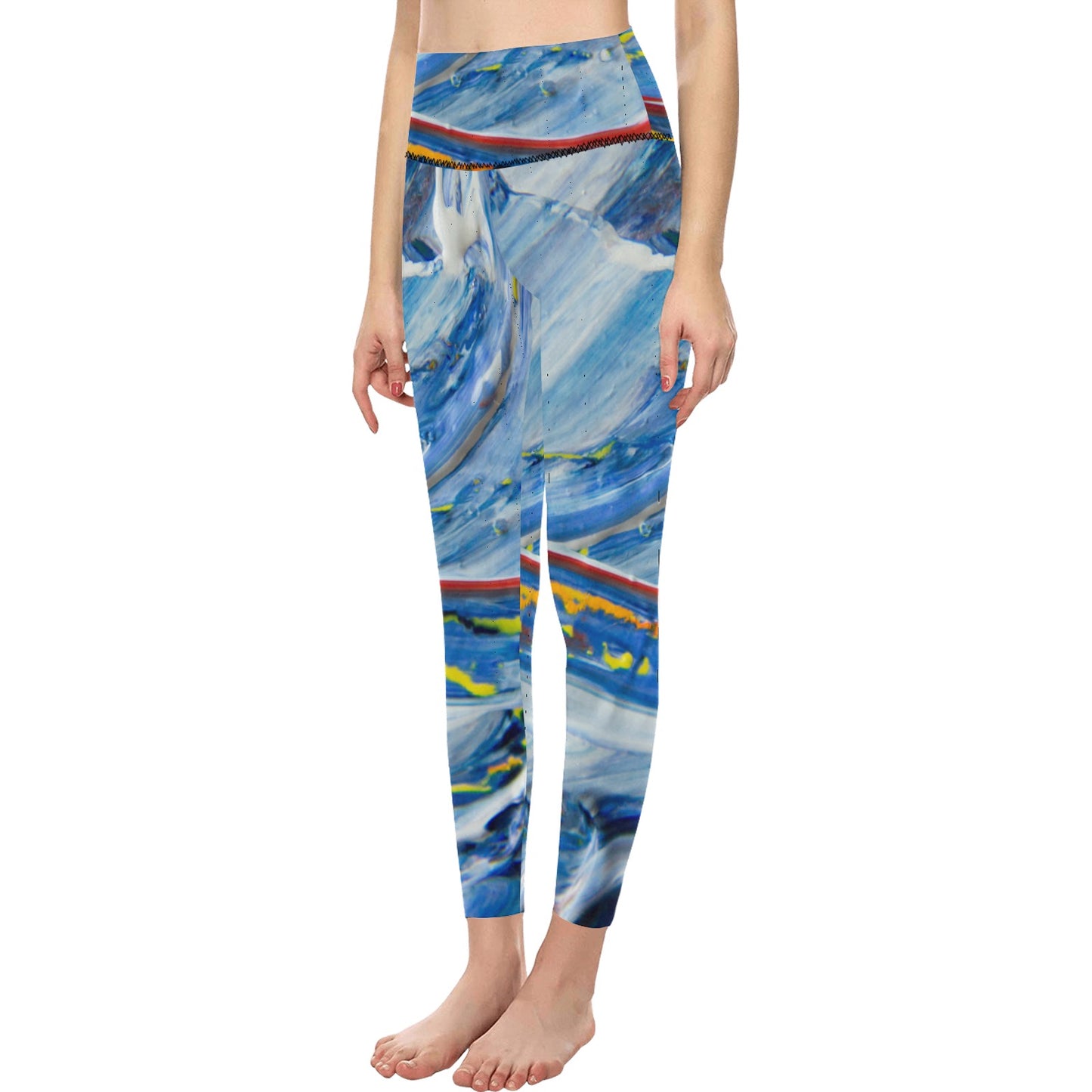 Blue Mural Women's High-Waisted Leggings