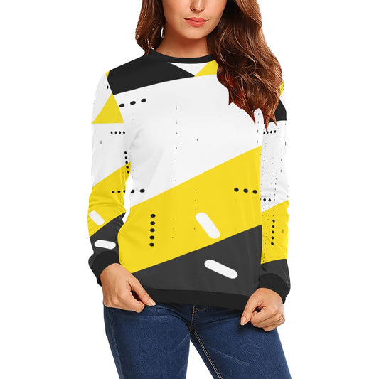 Black & Yellow Crewneck Sweatshirt for Women