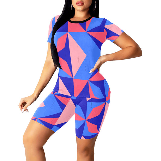 Color Abstract Women's Short Set