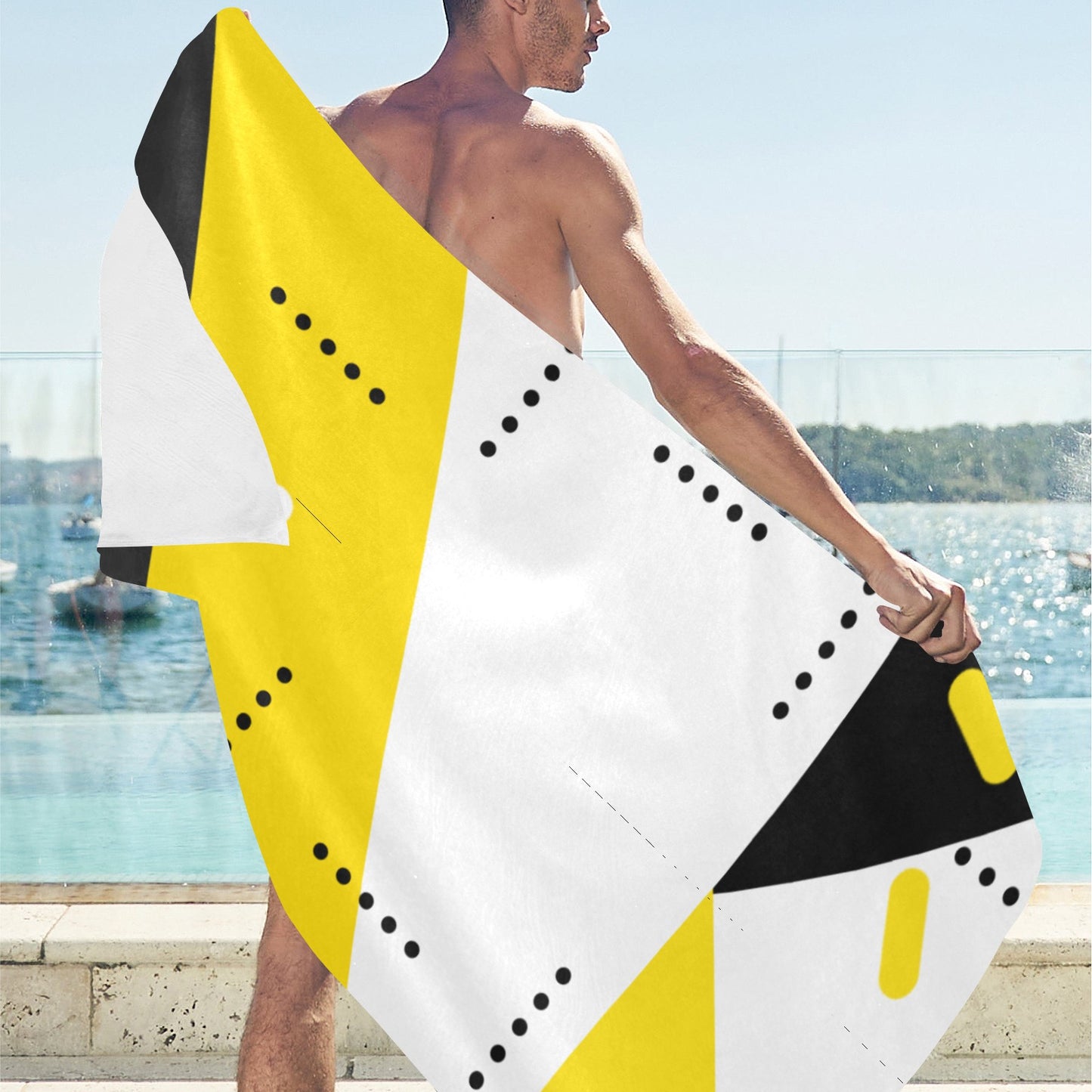 Black & Yellow Beach Towel 32"x 71"