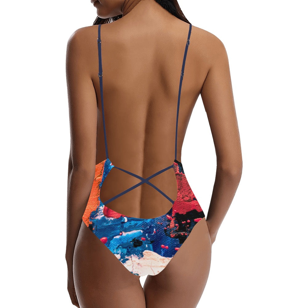 Kay’s Sexy Lace Backless One-Piece Swimsuit