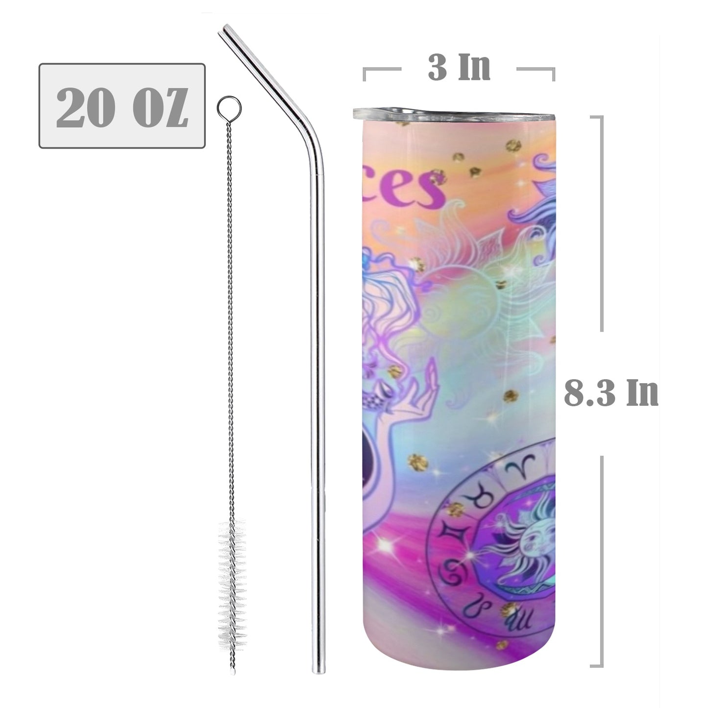 Pisces 20oz Tall Skinny Tumbler with Lid and Straw