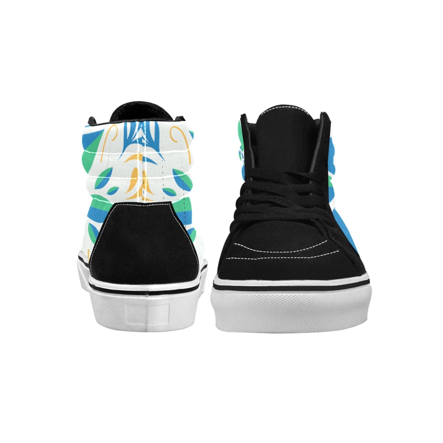 Blue Green Women's High Top Skateboarding Shoes