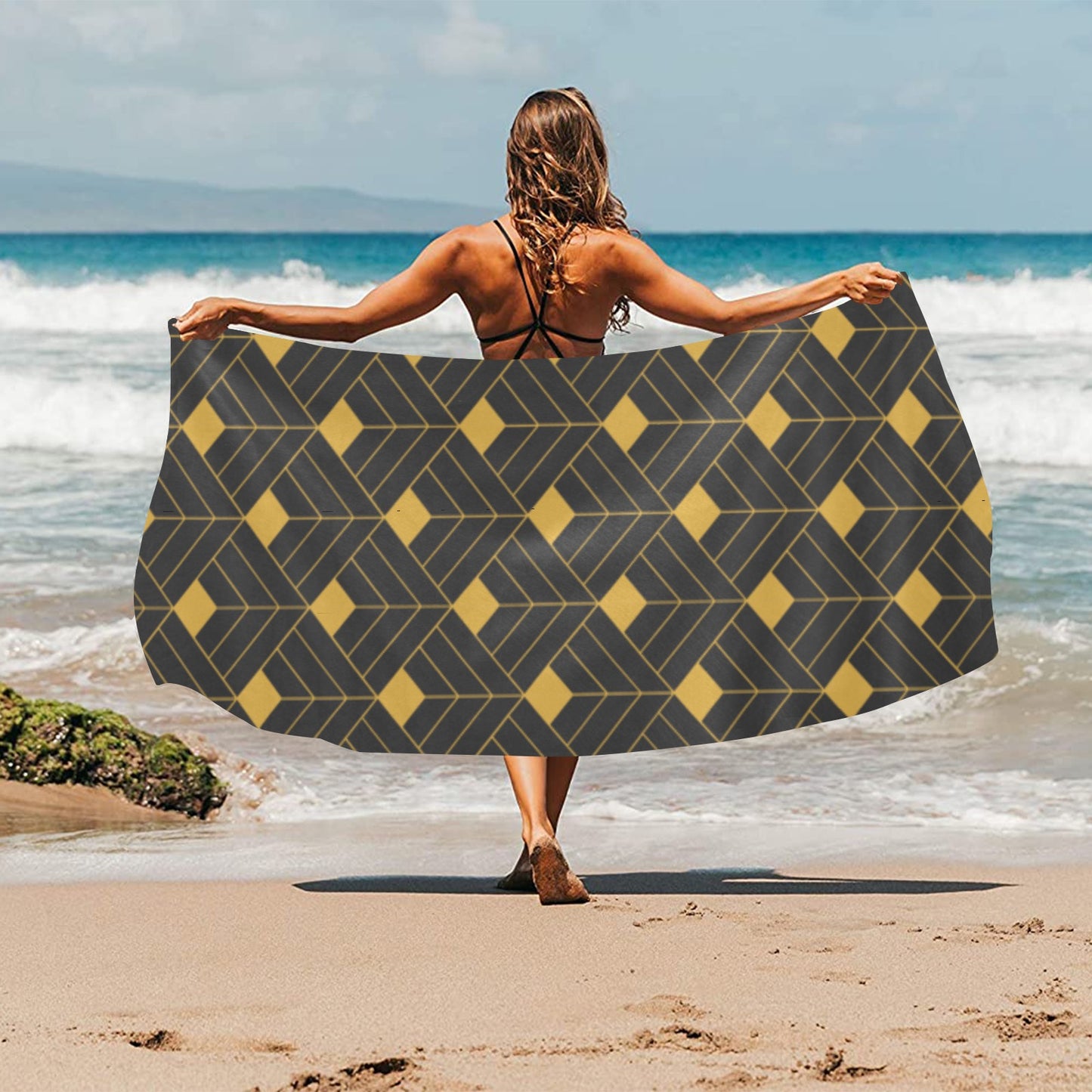 Gold Diamond Beach Towel 32"x 71"