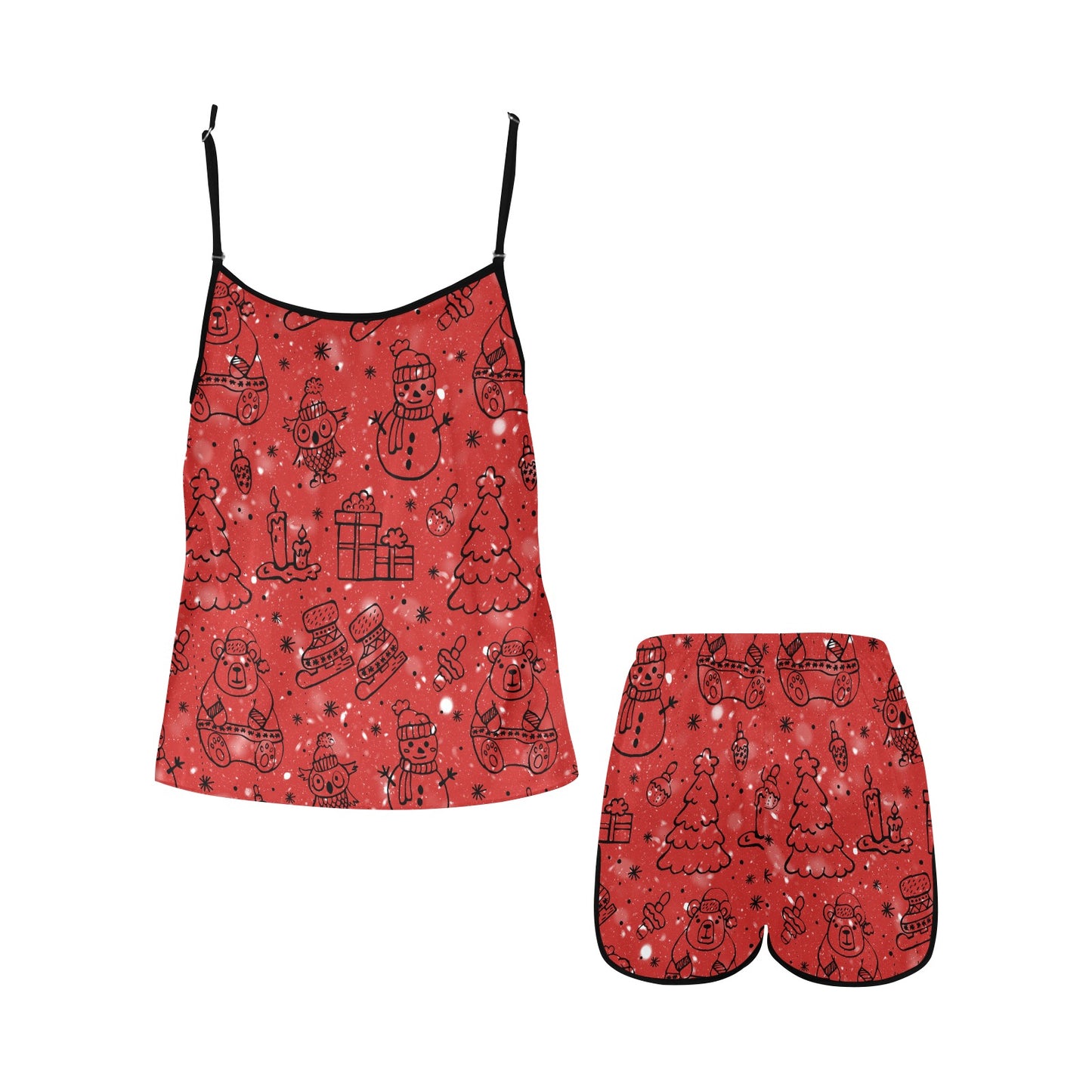 Red Christmas Women's Spaghetti Strap Pajama Set