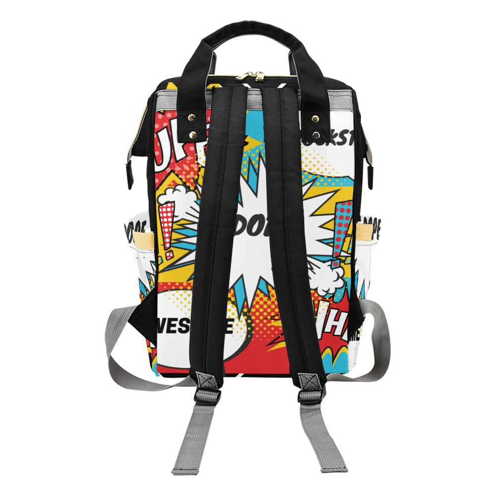 Comic Words Multi-Function Diaper Backpack/Bag