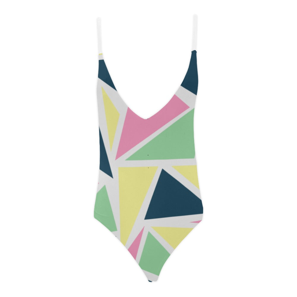 Colored Angles Sexy Lace Backless One-Piece Swimsuit